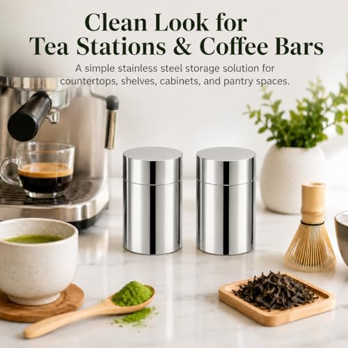 Xuronex 2 Pack Matcha Powder Storage Canisters, 304 Stainless Steel Tea Tins with Double Lids, Small Tea Canister for Loose Leaf Tea, Coffee Grounds, Cocoa, Sugar, Spices, Kitchen Pantry Storage - Image 7
