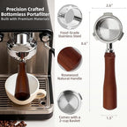 ShanSon Espresso 51mm Bottomless Portafilter with Stainless Steel 3 Ears Filter Basket,Natural Wood Handle,18g Filter Basket Included,for De'Longhi - Image 2