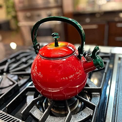 Whistling Tea Kettle for Stove Top Enamel on Steel Teakettle, Supreme Housewares Apple Design Teapot Water Kettle Cute Kitchen Accessories Teteras (1.6 Quart, Apple) - Image 2