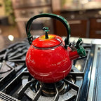 Whistling Tea Kettle for Stove Top Enamel on Steel Teakettle, Supreme Housewares Apple Design Teapot Water Kettle Cute Kitchen Accessories Teteras (1.6 Quart, Apple) - Image 2