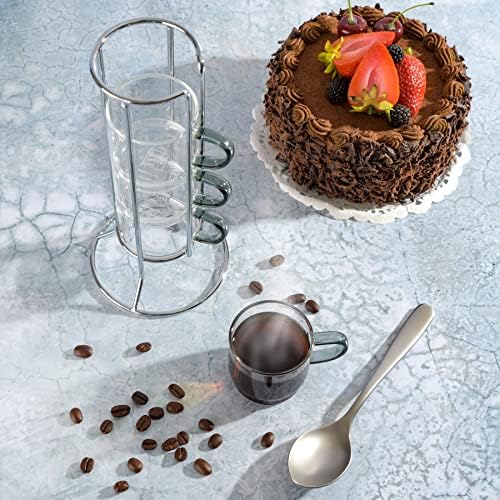 Gibson Soho Lounge Stackable Glass Espresso Cups with Rack, 4-Piece Set, 3.8oz – Durable Glass Coffee Cups - Image 7