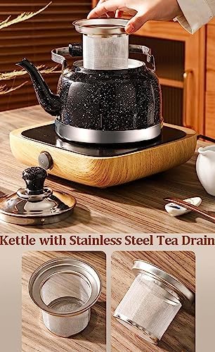 Stove Top Stove Top Kettle Tea Kettle with Tea Drain Kettle Pot Universal Stovetop Kettle Stainless Steel Tea Pots Teapot for Induction Cooker Whistle Kettle Teakettle(E,1L) - Image 4