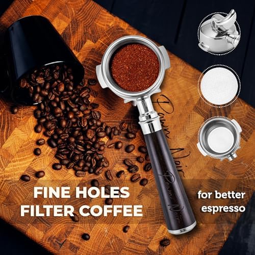 58mm Double Spouts Espresso Portafilter with 2 Ear | Fits E61 | Faema/Flair/Rocket/Sanremo/Expobar | Portafilter with Stainless Steel Basket&Solid Wood Handle (58mm Double Spouts 2 Ear) - Image 5
