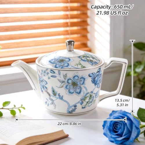 Porcelain Tea Set with Teapot, Teacups, Saucers and Spoons, NX048 - Image 3