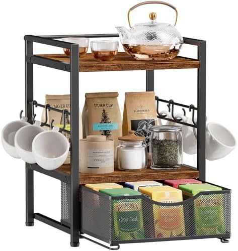 Plaviya 3-Tier Tea Bag Organizer with Drawer for Countertop by Plaviya
