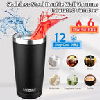 MEZMUT 20oz Insulated Tumbler Cup Travel Coffee Mug with Lid(Black,4 Pack) - Image 2