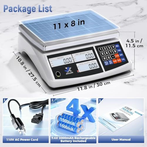 Industrial Counting Scale 66lb/30kg x 0.5g Digital Inventory Scale for Small Parts Coins Jewelry, lb/g/kg/oz Electronic Bench Scale Precision Gram Scale with LCD Backlight Display Batteries AC Adapter - Image 4
