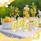 6 Sets 16 oz Lemon Glass Cups with Lids and Straws Party - Image 5