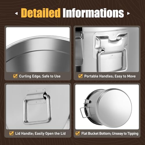 33L/ 8.7Gal Stainless Steel Food Storage Container with Lid and Handles - Image 6