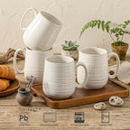 Coffee Mugs, 15 Ounce Coffee Cups Set of 6, Ceramic Mugs with Handle - Image 4