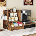 HOOBRO Coffee Mug Tree, Coffee Mug Cup Holder with Drawer, 25 Pod Capacity, Mug Display Stand with 2 Hooks, 3 Tier Mug Stand Rack for Countertop, Holds Syrup, Tea Bags, Rustic Brown and Black BF05CR01 by HOOBRO