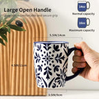 Blue Coffee Mugs Set of 4, Ceramic 16oz Tea Cup with Large Handle - Image 4