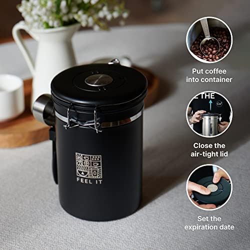 Manual Coffee Grinder & Airtight Coffee Canister Bundle – Stainless Steel Set for Fresh Home-Brewed Coffee - Image 3