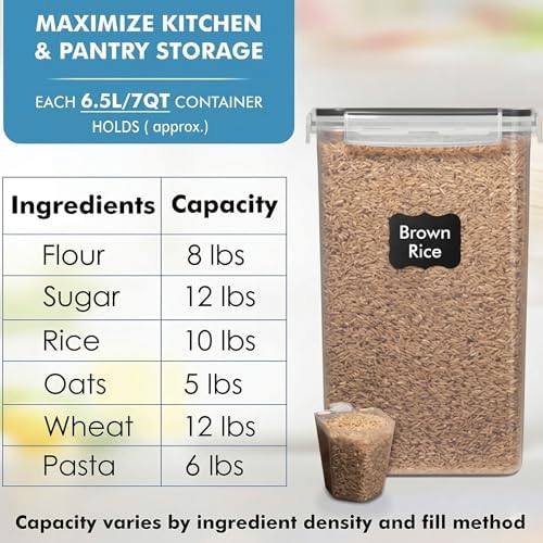 2 PC [7 Qt/ 6.5L/ 220 Oz] Large Flour Storage Containers with Airtight Lids - Image 3