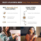 JavaPresse Manual Stainless Steel Coffee Grinder - 18 Adjustable Settings, Portable Conical Burr Grinder for Camping, Travel, Espresso - With Hand Crank - Image 4