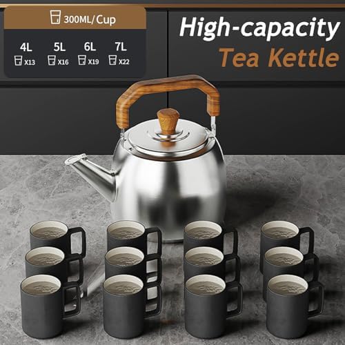 316 Stainless Steel Whistling Water Kettle for Stove Top, Large Capacity Tea Kettle with Handle, Hot Water Fast to Boil Tea Pot, Classic Kitchen Stovetop Kettle(6L/6.3 Quarts, Glossy) - Image 7