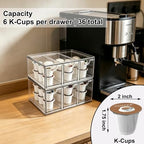Prsildan Tea Bag Organizer K Cup Holder Drawer Coffee Pods Storage, 2 Pack - Image 4