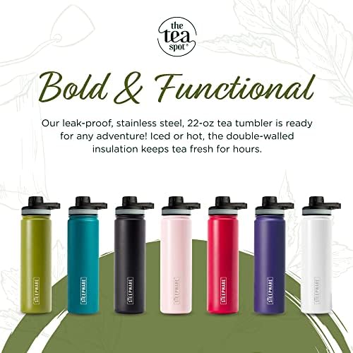 The Tea Spot Steepware Tea Tumbler and Thermos, 22oz, Tea Bottle with tea infuser for loose leaf tea or iced coffee, Sleek Double Wall Tumbler & Insulated Travel Bottle - Violet - Image 2