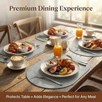 Premium Oval Faux Leather Placemat & Coaster Set with Innovative Cork-Look Printed Base，4/6/8-Piece Sets & 8 Colors，Non-Slip Dining Table Mats for Kitchen Dining - Image 5