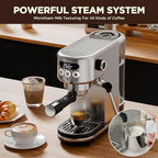 Neretva 20 Bar Espresso Machine with Milk Frothing Steam Wand & Milk Frothing Pitcher Jug Cup 350ML - Image 7