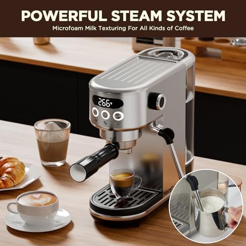 Neretva 20 Bar Espresso Machine with Milk Frothing Steam Wand & Milk Frothing Pitcher Jug Cup 350ML - Image 7