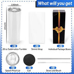 Joyclub Sublimation Blanks 20 oz Tumblers Bulk 10 Pack Skinny Straight - Image 2