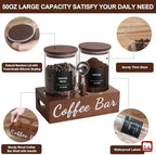 gmisun Coffee Canister, 2 Pack 50 Fl oz Glass Canisters with Airtight Lids, Coffee Grounds Storage Container Jars with Scoop/Shelf/Labels, Sugar/Tea Storage Holder Containers for Cafe Bar/Station - Image 6
