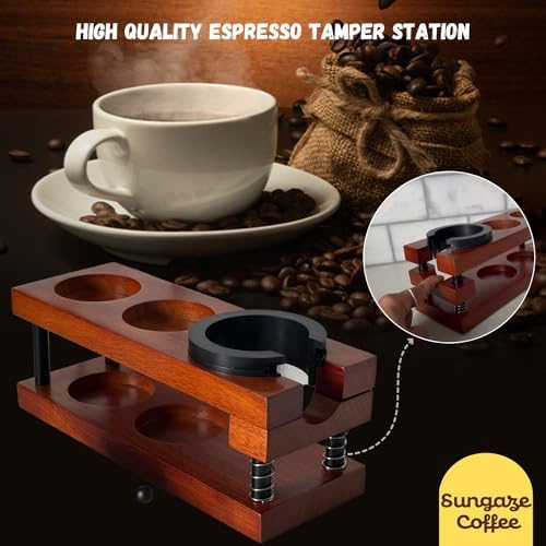 Upgraded Wooden Espresso Tamp Station or 51-58mm Espresso Accessories, Durable Multi Function Tamping Station, Store Your Tamper, Distributor, Portafilter, Coffee Grounds (Premium Tamp Station) - Image 3