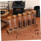 Glass Coffee Bean Storage Tube Set with Wooden Stand and Threaded Lids - Image 4