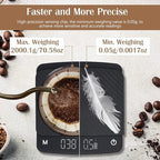 Digital Kitchen Scale with Timer Drip Espresso Scale 2 / 3kg / 0.1g High Rechargeable Portable Coffee Espresso Kitchen for Coffee Electronic Timer Portable - Image 3