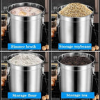 Storage Bucket with lids, Metal Bucket, 316 Stainless Steel Airtight Canister for Kitchen, Canisters Container with Lids and Sturdy Locking Clamp for Rice,Grain,Coffee Bean,Dog Food(33L/8.72Gal) - Image 4