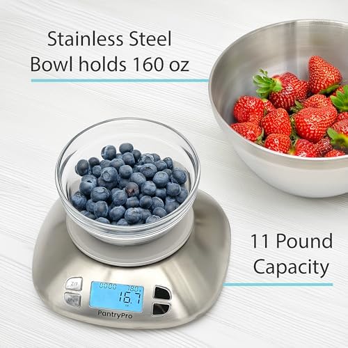 Stainless Steel Digital Kitchen Scale w. Bowl - for Food Coffee Lab - LCD Display gram Ounces lb:oz lb ml - 12 LBS/5.5 KG Capacity - Battery Included - Silver by The Display Guys - Image 2