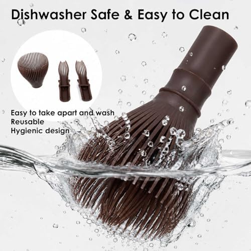Japanese Tea Whisk Made of Resin, Non-breakable Dishwasher Compatible, Made in Japan, Brown Bamboo Color - Image 3