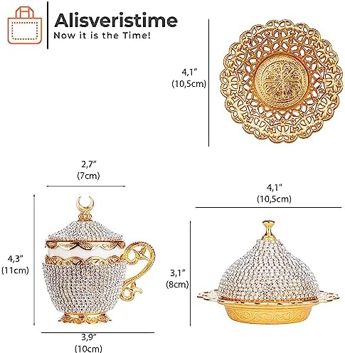 Alisveristime Gelincik Crystal Turkish Coffee Set, 27 Pc (Gold) - Image 3