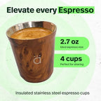 Kalmateh Heat Resistant Espresso Cups Set of 4 – Double Wall Insulated Stainless Steel Espresso Cup Set – Unbreakable 2.7oz / 80ml Demitasse Coffee Cups - Image 2