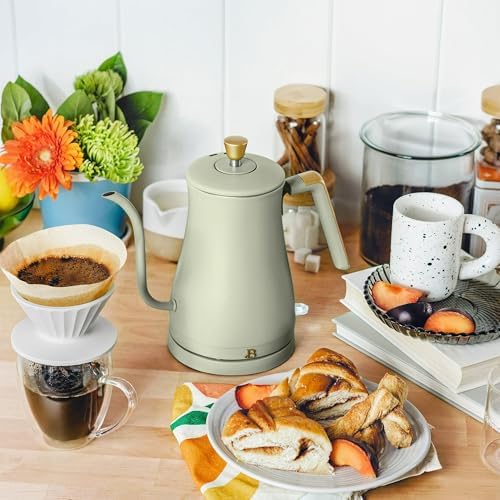 1 Liter Electric Gooseneck Kettle with Precision Pour Spout, Auto Shut Off, Cordless Design, 1200W (Sage Green) - Image 2