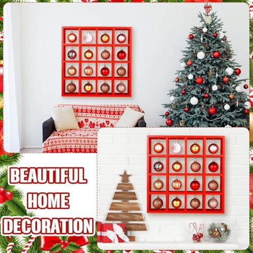 Cinnvoice Christmas Ornament Displays Rack,Red,16 Compartment - Image 4