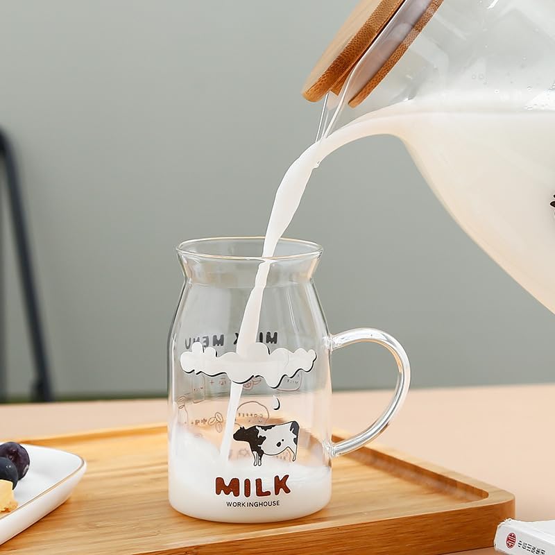 Water Pitcher Lovely Cow Glass Set One Pot Four Cups Five Piece Set Milk Cup Household Cold Water Kettle Ins Wind Cartoon Coffee Mugs Water Jug - Image 4
