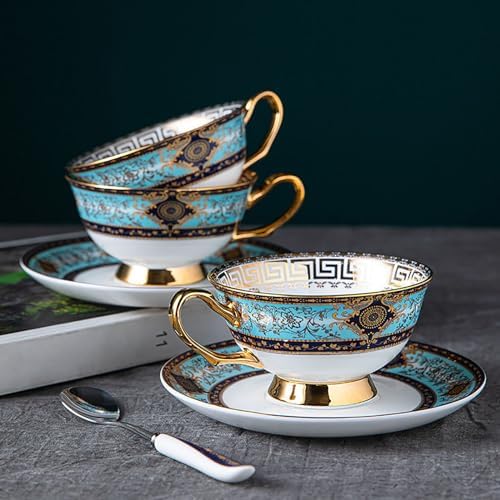 YUDIZWS Bone China Tea Cup Set with Gold Spoon And Gift Box, Tea Coffee Cups and Saucers Set of 1 Porcelain Tea Cup Coffee Mug for Home Kitchen Wedding Women's Tea Party,6pcs - Image 5
