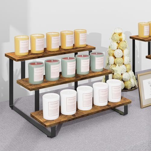 ELITEROO 3 Tier Wooden Display Rack, Portable Products Display Stand, 3 Step Straight Display Shelves for Retail Table Top, Counter Top, Craft Shows, Farmers Market, Tradeshows, Vendors - Image 4