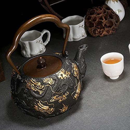 Cast Iron Teapot Tetsubin Tea Kettle 1.3L - Gilding Nine Dragon Pattern to Keep Tea Warm - Image 5
