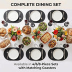 Premium Oval Faux Leather Placemat & Coaster Set with Innovative Cork-Look Printed Base，4/6/8-Piece Sets & 8 Colors，Non-Slip Dining Table Mats for Kitchen Dining - Image 7