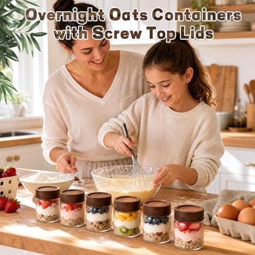 6 pc Glass Spice jars Glass Jars with Screw Lid 5 oz Acacia Wood Glass Herb Sugar Coffee Bean Ground Container Food Storage Canister for Candy Pantry Tea Seasoning Meal Prep Snack (6*150ml(5oz)) - Image 4