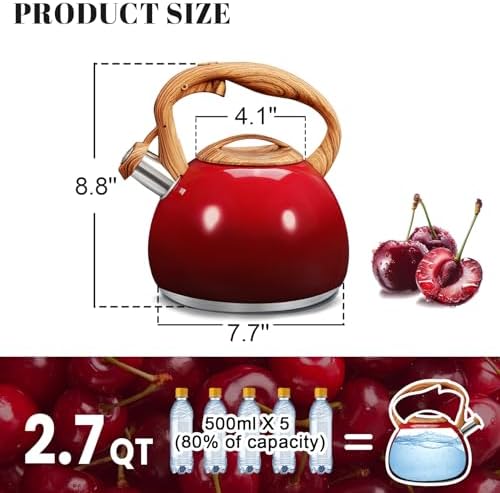 GGC Whistling Tea Kettle for Stove Top, 3.2QT/3L Stainless Steel Tea Kettle - Image 3