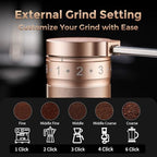 Bincoo Manual Coffee Grinder Manual Foldable Handle– Espresso Hand Coffee Grinder Burr,Compact and Portable for Home/Travel/Camping(Champagne) - Image 3