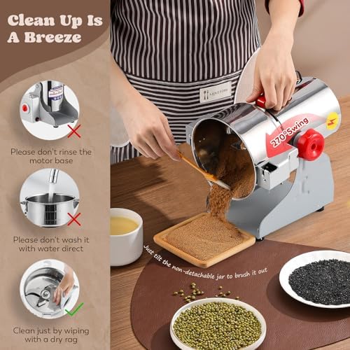 Moongiantgo Grain Mill Grinder Commercial Spice Grinder, 700g Swing, 110V - Image 5