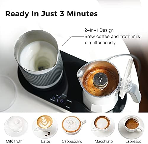 SEVEN&ME Espressor Machine Coffee Maker, with Milk Froth All-in-One Espresso Machine Combination, Latte Cappuccino Macchiato Espresso Electric Moka Pot, One Click Smart Operation（8.66"） - Image 4