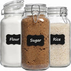 78oz Large Square Airtight Glass Jars with Lids, Wide Mouth Food Storage Canisters, Hold 4lb Sugar or 5lb Rice, Heavy Duty Pantry Containers for Flour, Coffee, Bulk Storage by Snaiio
