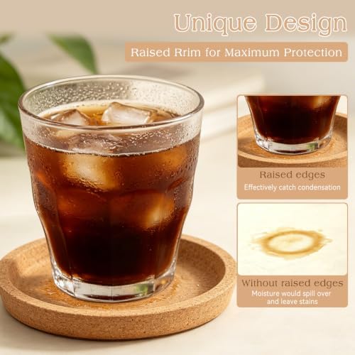 Cork Coasters Round with Rim, 16 Pieces Coasters Cork for Drinks - Image 5