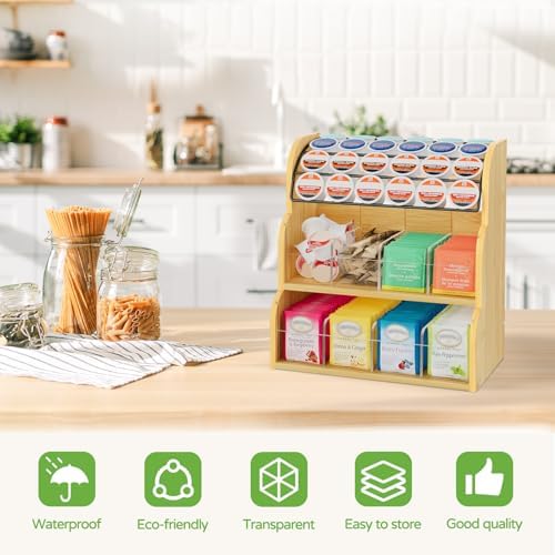LASZOLA Bamboo Tea Bag and Coffee Holder Organizer for Cabinet Counter - Image 6